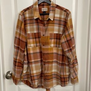 Women Long Sleeve Button-down plaid shirt